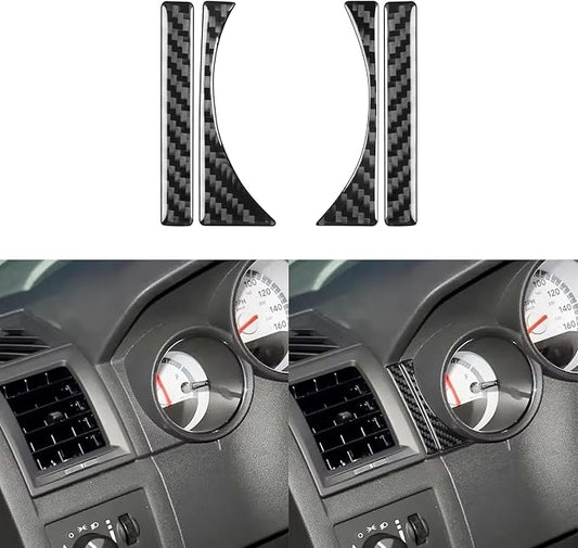 Compatible with Dodge Charger 2008 2009 2010 Real Premium Soft Carbon Fiber Decor Car Speedometer Sides Trim Strip Sticker Interior Accessories Decal Cover 4pcs Black