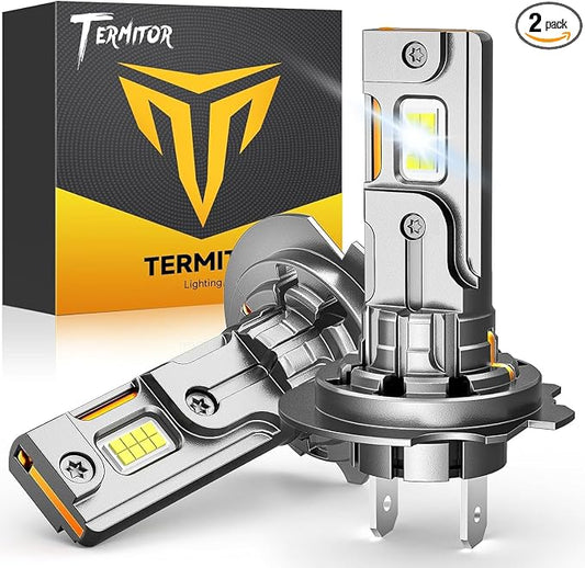 Termitor 2026 H7 Fog Light Bulb, 6500K 90,000LM Brightness, Pack of 2 | 3-Minute Quick Install, 1:1 OEM Size, IP68 Waterproof, 1000% Brighter H7 Light for UTV ATV Offroad Vehicles & Fog Use