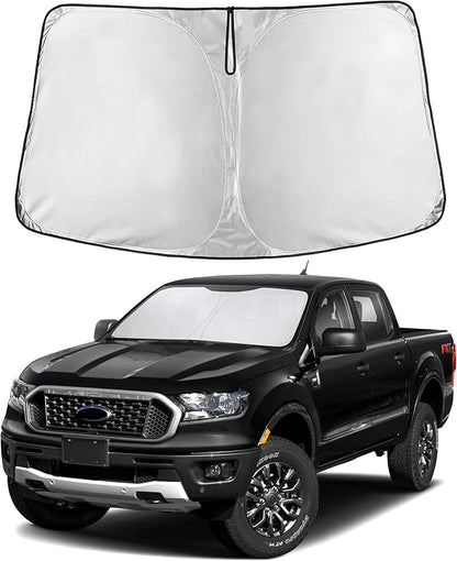 EcoNour Windshield Sunshade Compatible for Ford Ranger 2019-2024 2025 2026, Sun Visor for Front Windshield & Window Sun Shade Cover, UV Heat Blocker & Protector, Car Accessories