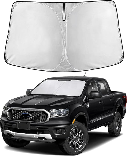 EcoNour Windshield Sunshade Compatible for Ford Ranger 2019-2024 2025 2026, Sun Visor for Front Windshield & Window Sun Shade Cover, UV Heat Blocker & Protector, Car Accessories