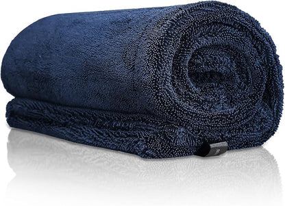 2-Pack 24" x 36" 11.8" x 11.8" Twisted-Loop Car Drying Towel 1500GSM Microfiber Cleaning Cloth for Car Trucks Motorcycles Streak Free Lint Free Ultra Absorbent Washing Cloth for Kitchen Window (Blue)