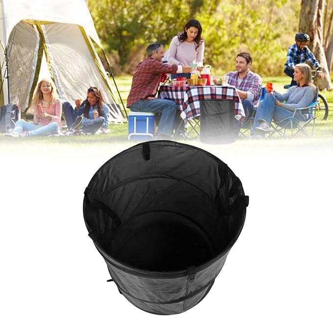 Collapsible Trash Can, 24 Gallon Reusable Outdoor Portable Pop Up Trash Can Camping Trash Can, Locking Design Foldable Waterproof Garbage Can for Parties Camping Recycling