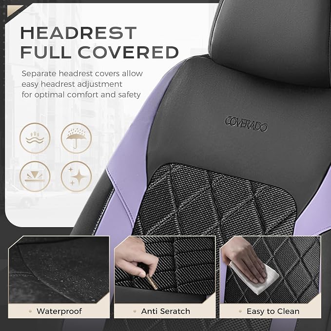 Coverado Car Seat Covers, Front Seat Covers, 2 Front Automotive Seat Cover, Mesh Breathable Seat Protectors, Universal Fit for Most Cars