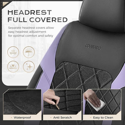 Coverado Car Seat Covers, Front Seat Covers, 2 Front Automotive Seat Cover, Mesh Breathable Seat Protectors, Universal Fit for Most Cars