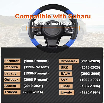 GIANT PANDA Customized Auto Steering Wheel Cover for Subaru Forester, Car Steering Wheel Cover for Subaru Outback and Crosstrek - Black+Blue