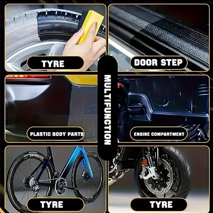 Tire Wax - Wheel Shine Paste, Rim Polishing Cream | Car Detailing Dressing Solution Bike Rubber Restoration Cleaner surfece treatmant Outdoor Gloss Finisher Auto Maintenance Product Use