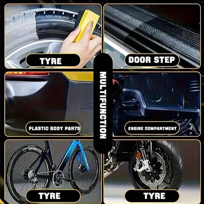 Tire Wax - Wheel Shine Paste, Rim Polishing Cream | Car Detailing Dressing Solution Bike Rubber Restoration Cleaner surfece treatmant Outdoor Gloss Finisher Auto Maintenance Product Use