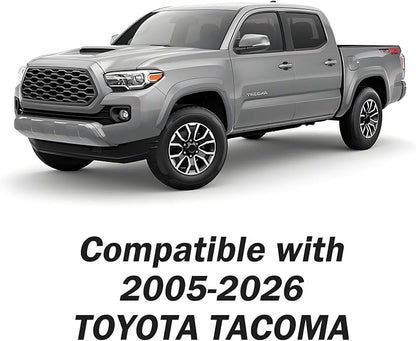 Tomatoman Tacoma Seat Covers Custom Fit for Tacoma 2005-2023 2024 2025 2026 Truck Access Crew Double Cab TRD Offroad Limited SR5 V6 Pickup Waterproof Faux Leather Car Cushions(2 PCS Front/Black-White)