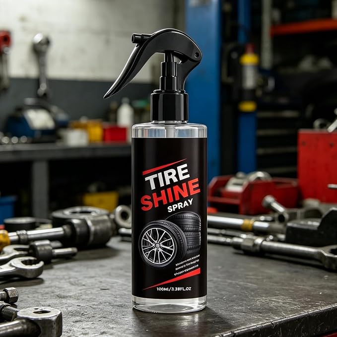 Tire Shine Spray - Wheel Gloss Renewal Mist, 1.57x1.57x4.72 Inches Tire Dressing Spray with Deep Wet Finish Coating, UV Ray Blocker, Rubber Restorer for Automotive Truck SUV RV Motorcycle