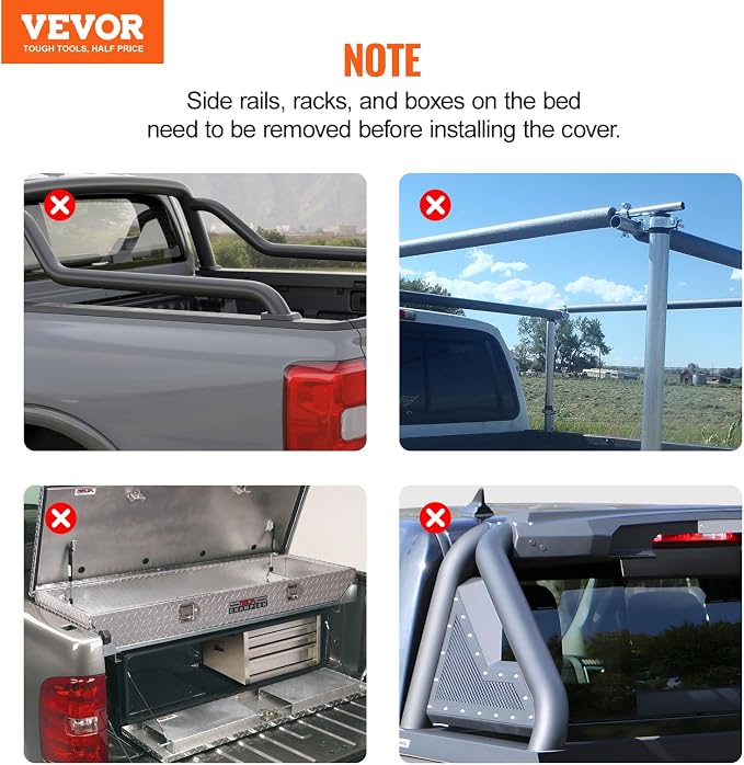 VEVOR Hard Tri-Fold Truck Bed Tonneau Cover, Compatible with 2015-2024 Ford F-150, Lightning, Styleside 5.5' (65.4") Bed, Fit 5.6' x 5.4'/5.5' x 5.4' (67.1" x 65.2"/65.4" x 65.2") Inside Bed, 400lbs