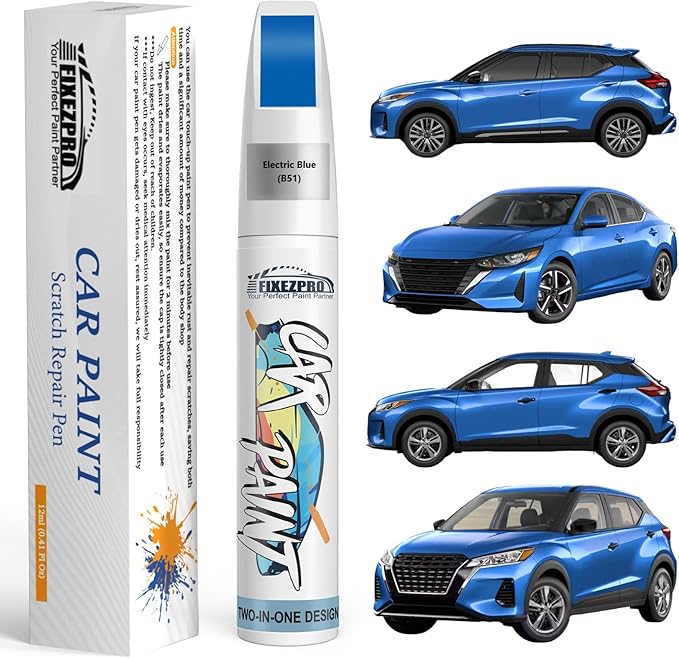 B51 Electric Blue Touch Up Paint for Nissan, Exact Color Match Car Paint Scratch Repair Remover Pen Kit Quick & Easy Fix Vehicle Chips and Automotive Nicks Scuff