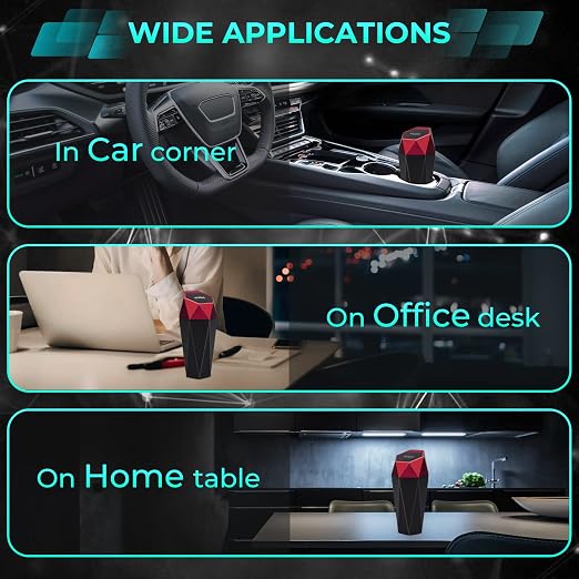 Car Trash Can with Lid, Diamond Design Mini Cup Holder Garbage Bin, Portable Automotive Waste Container for Office Home Use, Red