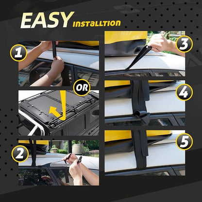 Car Rooftop Cargo Carrier Bag,100% Waterproof Heavy Duty 1000D Car Top Carrier,15 Cubic Feet Car Roof Bag for All Vehicle with/Without Rack,Anti-Tear Anti-Slip Mat, Luggage Lock,6 Door Hooks