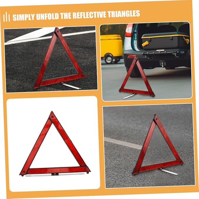 Zerodeko 5pcs Foldable Reflective Warning Triangles Essential Emergency Tool for Roadside Safety Compact Design for Vehicles and Trucks Enhanced Night Visibility