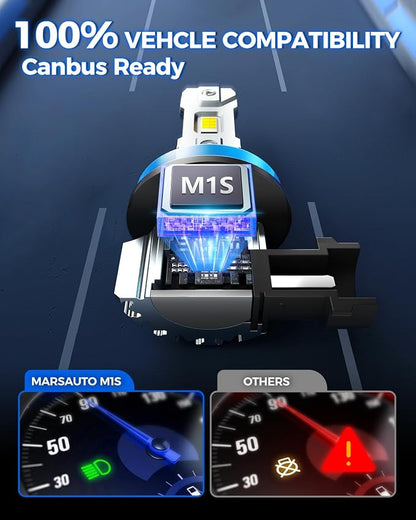 Marsauto H11/H9/H8 9005/HB3 Light Bulbs, 60,000LM Super Bright, Plug and Play, 9005 H11 Light Bulbs, Powersports Accessory Lights, Pack of 4