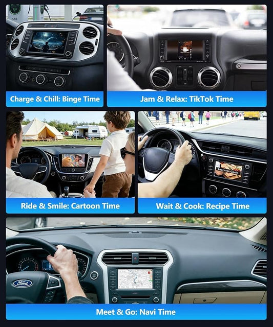 4GB+ 32GB Wireless CarPlay & Android Auto Adapter AI Box, Turn Car Screen into TV (Stream Netflix/YouTube), Plug & Play Magic Video Dongle, Support TF Card, Bluetooth 5.1 + WiFi Connectivity