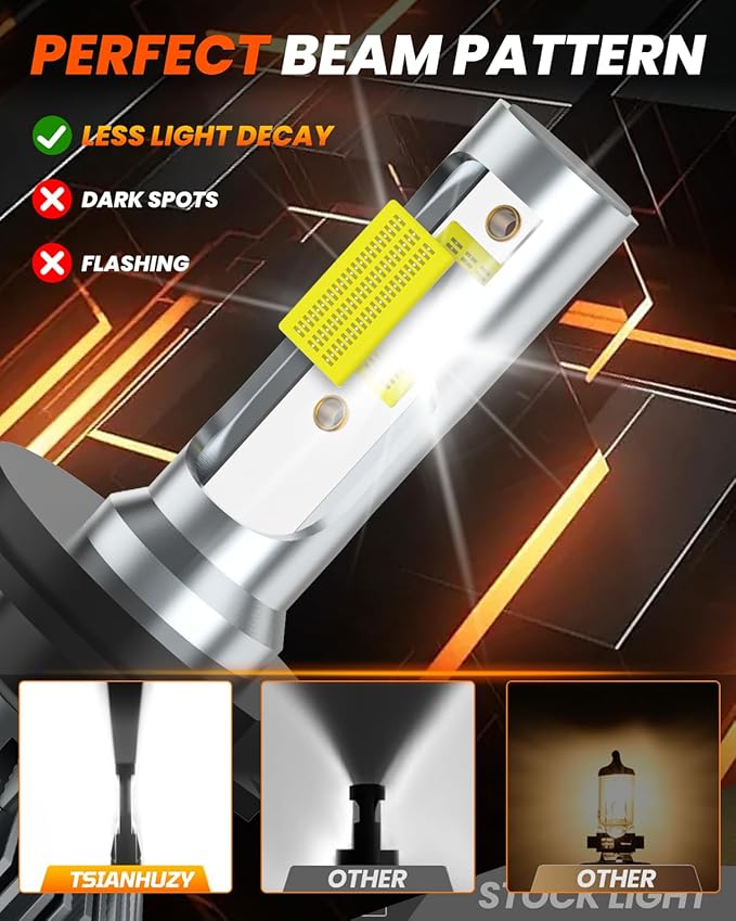 For Honda CR-V CRV 2007-2014 Light Bulbs, 600% Brightness High/Low Beam Bulbs Kit, 6500K White, 40000LM Powersports Bulbs with Fan,4PCS