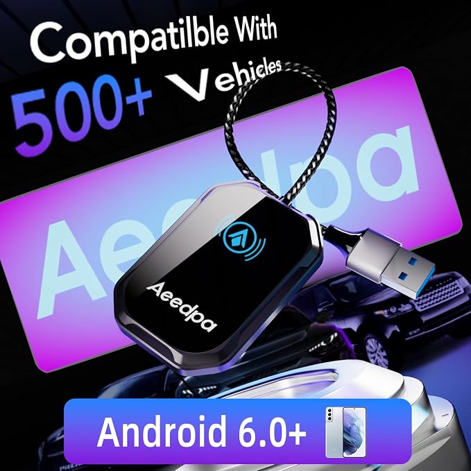Android auto Wireless Adapter - 5GHz WiFi Plug & Play Dongle for Factory Wired Cars, Instant Connection for Android 10+, Auto-Links in 10s, Wide Compatible with Cars/Trucks 2015+