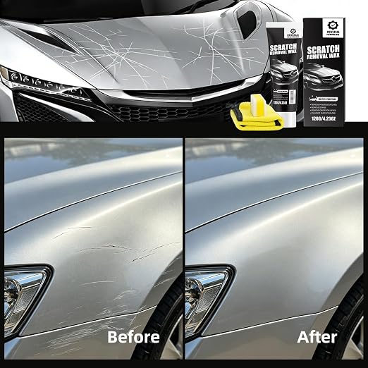 Scratch Remover for Vehicles - Car Paint Scratch Remover with Sponge & Wipe, Car Scratch Repair Kit for All Color, Auto Detailing Polish for Light to Deep Scratches (3 PC)