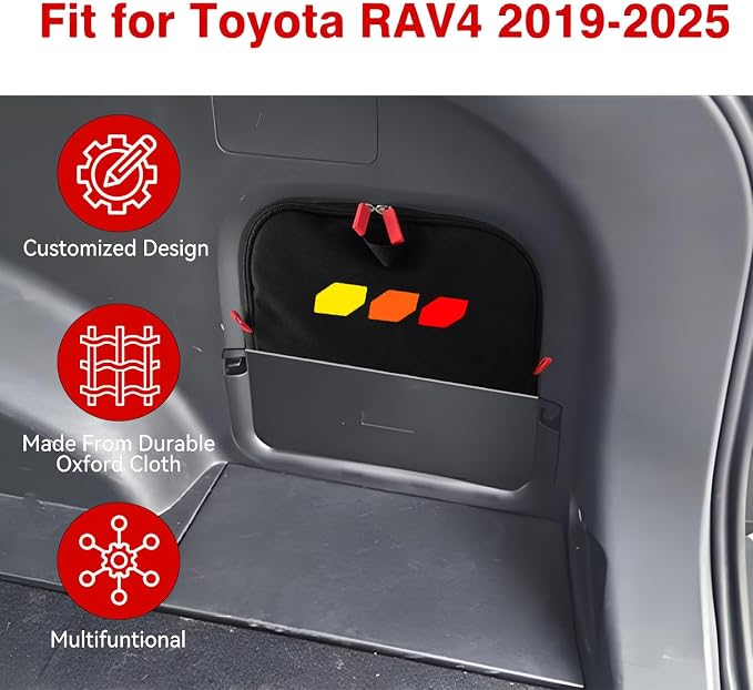 Trunk cubby storage bag Cargo side pocket compatible with RAV4 2019-2025 backpack organizer car trunk accessories (Tricolor)