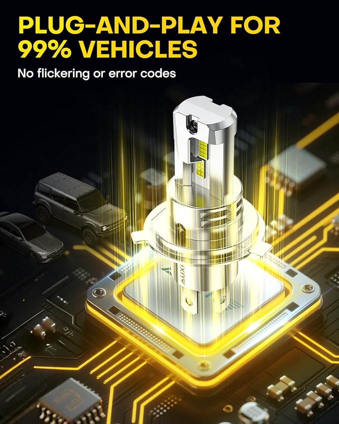 AUXITO H4 9003 Bulbs, 900% Brighter HB2 Light Bulbs, Plug N Play, Long Lifespan, No Flicker, 99% Compatibility, 2PCS