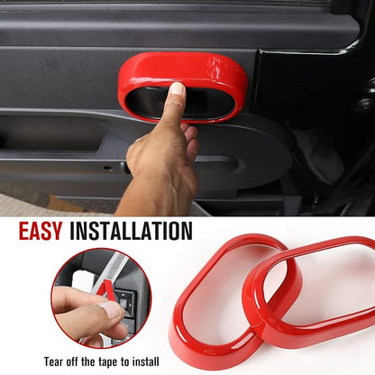 JeCar Interior Door Handle Cover Trim Interior Accessories for 2007-2010 Jeep Wrangler JK Unlimited 4 Door (Red)