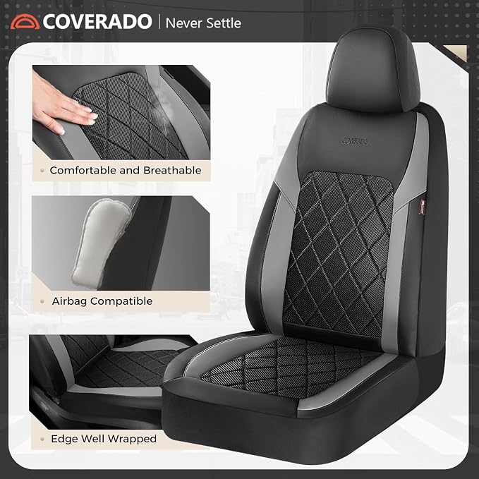 Coverado Car Seat Covers, Seat Covers Full Set, 5 Seats Automotive Seat Cover, Mesh Breathable Seat Protectors, Universal Fit for Most Cars