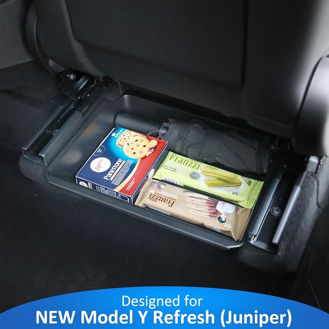 GEEDAR Under Seat Storage Box Organizer for Tesla Model Y 2025 Refresh (Juniper) - Rear Section, New Model Y 2025 Hidden Storage Box, Washable Underseat Organizer Fit Tesla Model Y 2025 Accessories