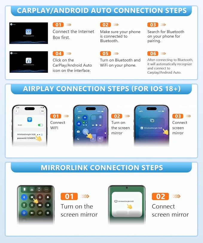 2026 4-in-1 Mini Wireless CarPlay & Android Auto Adapter Support AirPlay/MirrorLink, Convert Wired to Wireless, Auto-Connect for Daily Commute, 5.8GHz Stable Connection, Plug & Play Dongle