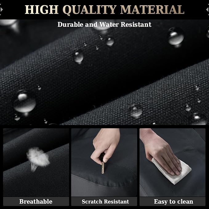Coverado Canvas Universal Car Seat Covers - Rear & Auto Seats Protectors for Kids & Dogs - Fits Most Vehicles Trucks SUVs/Black
