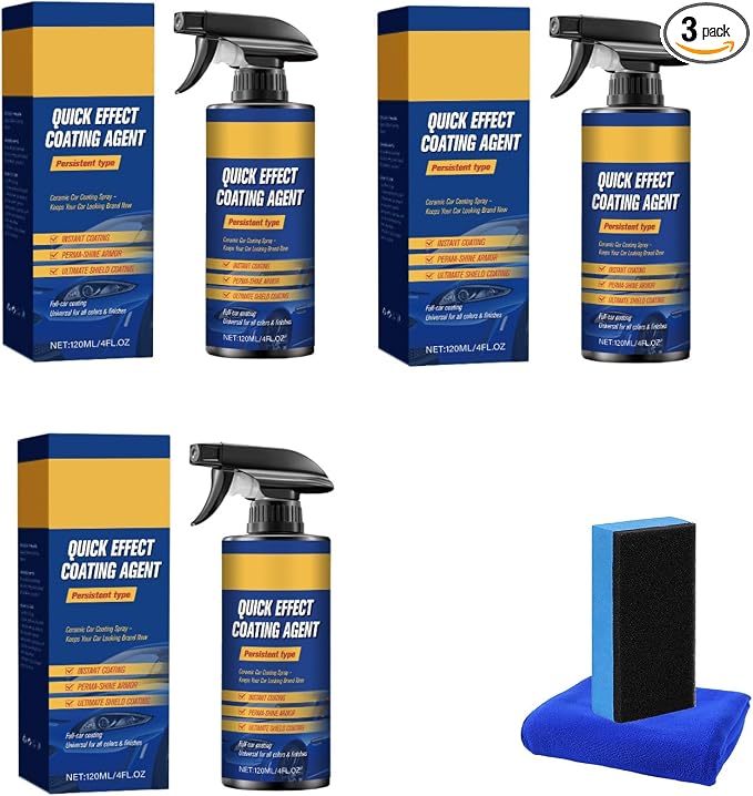 Nano Quick Coat Shiny Car Stuff - 120ml Waterless Car Wash Spray for Post-Wash Detailing, SiO2 Ceramic Gloss Enhancer & Micro-Swirl Reducer, Streak-Free Hydrophobic Finish for Auto Paint (3)