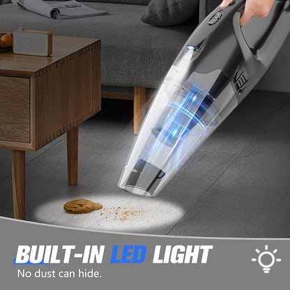 BSRCO Handheld Vacuum, 120W High Power Hand Held Vacuum Cordless Rechargeable with Washable HEPA Filter, 25 Mins Long Runtime Lightweight Portable Car Vacuum for Home Sofa Vehicle Deep Cleaning