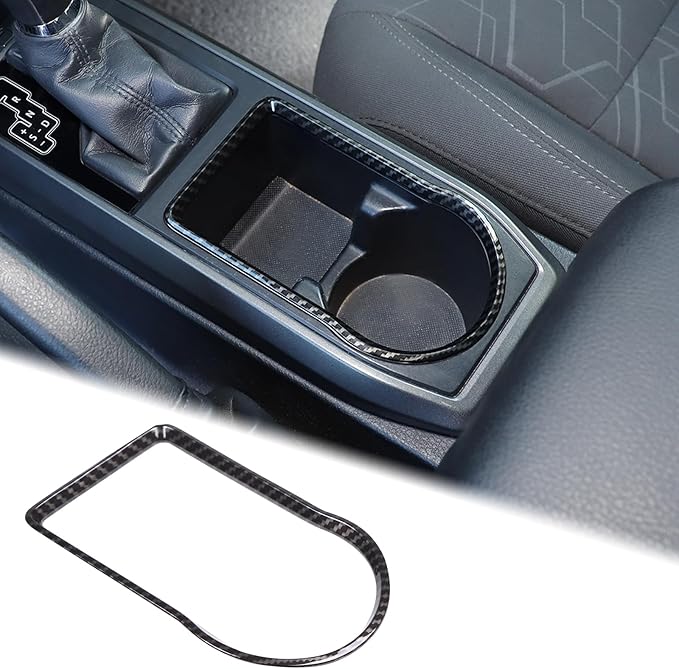Aunginsy Car Gear Shift Panel Cup Holder Trim Ring Compatible with Toyota Tacoma 2016-2023 Truck Center Console Gear Shifter Cup Holder Panel Decorative Frame Protection Cover ABS Interior Accessories