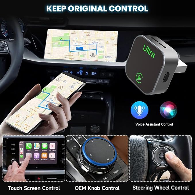 2-in-1 Wireless CarPlay Adapter, 2026 New, Wired to Wireless CarPlay & Android Auto, Mini Compact USB-A/Type-C Design, Plug and Play