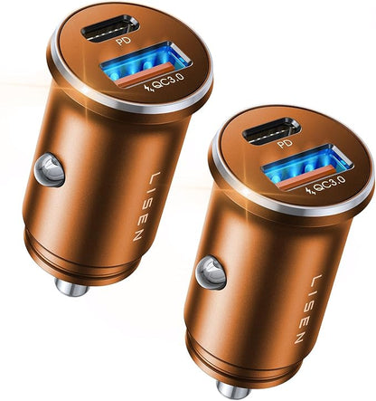 LISEN 54W Car Phone Charger USB C, Cigarette Lighter Adapter, Car Accessories for iPhone, USB C Car Charger Adapter USBC Type C 12v, Fit for iPhone 16, 15, 14, 13 Samsung Google iPad Android, Orange | Cigarette Lighter Charger, USB C Car Charger Fast C...