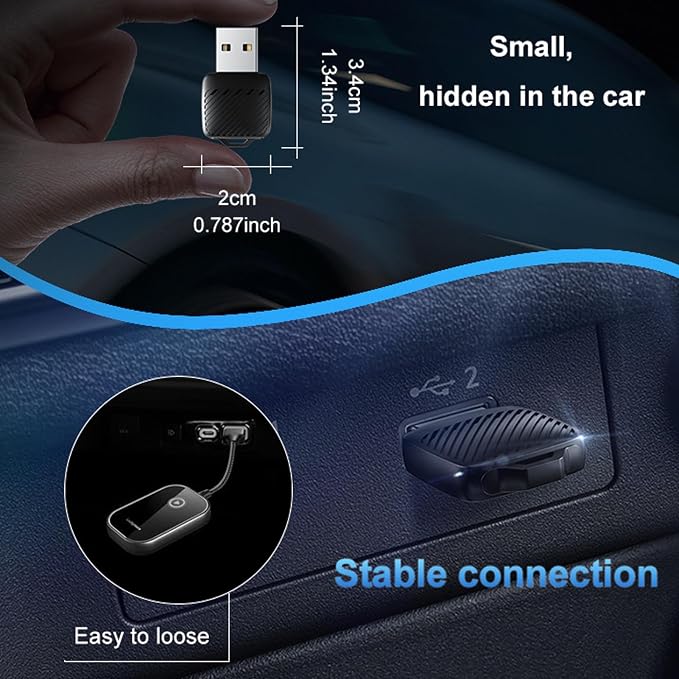 Pomya Wireless Adapter Convert Wired to Wireless for, Car Interconnect Converter Support for Android Auto, Plug and Play