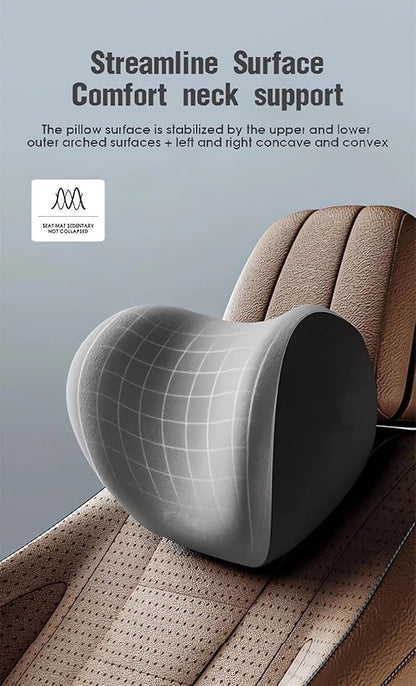 Car Headrest & Lumbar Support Cushion Ergonomic Car Seat Neck Back Rest Pillows Orthopedic Memory Foam Head Rest and Lower Lumbar Support Pillow Set Backrest Driving Seat Office Chair Support (Pink)