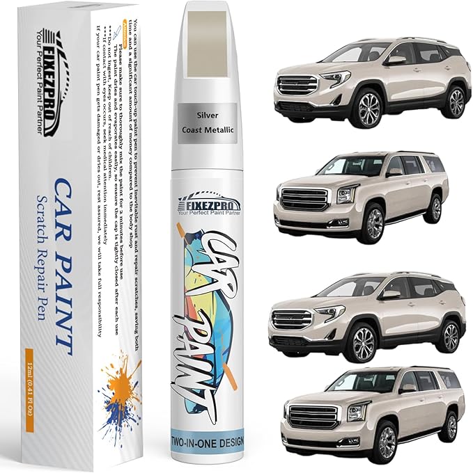 Silver Coast Metallic(GWT/WA102V) Touch Up Paint for GMC, Exact Color Match Car Paint Scratch Repair Remover Pen Kit Fix Vehicle Chips and Automotive Nicks Scuff