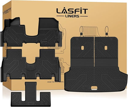 LASFIT Floor Mats & Backrest Mats & Cargo Mat for Hyundai Ioniq 9 2026 (Only Fit 6 Seats, Not Fit 7 Seats), All Weather TPE Custom Fit Floor Liners with Full Set Car & Trunk Mats Accessories, Black