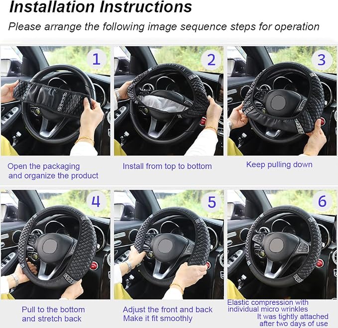 Microfiber Leather Steering Wheel Cover with Anti-Slip Lining Universal Car Accessory for Steering Wheel with a Diameter of 14.5-15 inch (Orange)