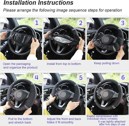 Microfiber Leather Steering Wheel Cover with Anti-Slip Lining Universal Car Accessory for Steering Wheel with a Diameter of 14.5-15 inch (Orange)