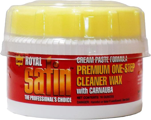 Garry's Royal Satin One Step Cleaner Wax - Deep Clean, Shine, and Protect Your Vehicle's Finish - Car, Truck, Bus - Carnauba/Hydro-Polymers - Original Cream Paste, 10 Oz