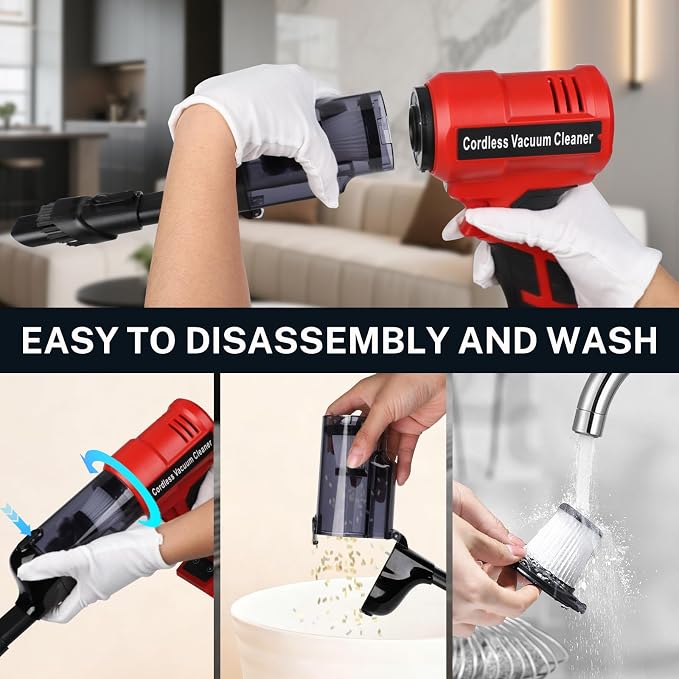 YEX-BUR Cordless Handheld Vacuum for Milwaukee 18V Battery(Tool Only), 240W Powerful Car Vacuum with Brushless Motor, 3-Speed, 5 Filters, Portable Vacuum Cleaner for Home Office Car Pet