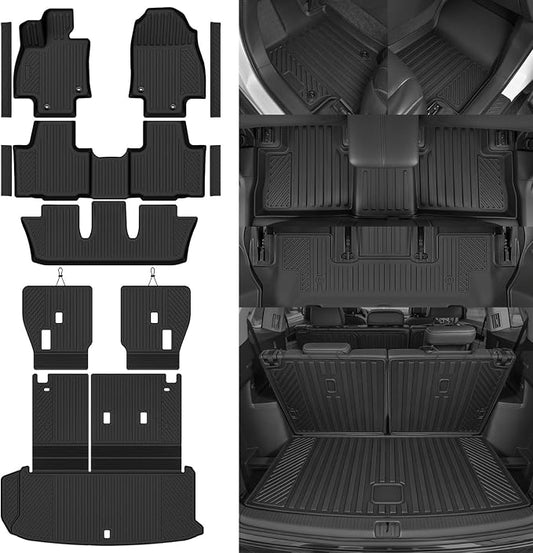 Custom Fit Floor Mats for 2024-2026 Toyota Grand Highlander 7 Seat/Bucket Seat, All Weather TPE Floor Liners & Trunk Mat & Backrest Protectors & Door Sill Guard, Full Set Interior Accessories