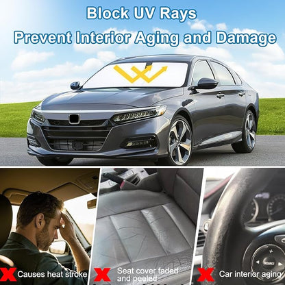 Premium Car Windshield Sun Shade for 2018-2022 Honda Accord Front Window Sun Visor Reflector 310T Thickened Blocks UV Rays Foldable Sunshade Car Interior Protection Accessories