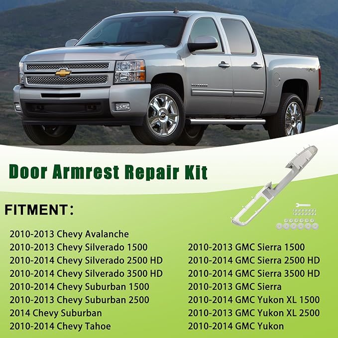 926-740 Upgraded Door Armrest Repair Front Left Side Door Panel Handle Gray Compatible with 2010-2014 Chevy Chevrolet Silverado Suburban Avalanche Tahoe,GMC Sierra Yukon Replaces 84127281