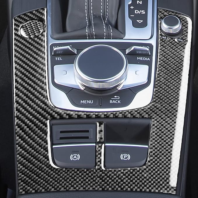 Real Premium Carbon Fiber Sticker Compatible with Audi A3 S3 RS3 8V 2013 2014 2015 2016 2017 2018 2019 Car Center Console Gear Shift Panel Control Frame Decor Auto Interior Accessories Decal Black