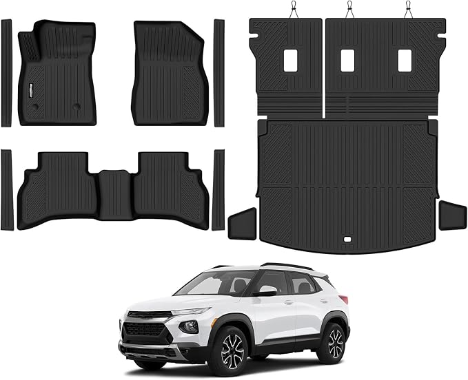 Floor Mats for 2021-2026 Chevrolet Trailblazer AWD(Only Fit Cargo in Upper Deck Position), Trunk Mat & Backrest Mat & Door Sill Guard All Weather TPE Protector for Trailblazer Accessories
