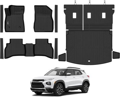 Floor Mats for 2021-2026 Chevrolet Trailblazer AWD(Only Fit Cargo in Upper Deck Position), Trunk Mat & Backrest Mat & Door Sill Guard All Weather TPE Protector for Trailblazer Accessories
