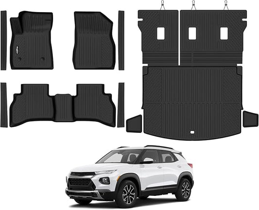 Floor Mats for 2021-2026 Chevrolet Trailblazer AWD(Only Fit Cargo in Upper Deck Position), Trunk Mat & Backrest Mat & Door Sill Guard All Weather TPE Protector for Trailblazer Accessories